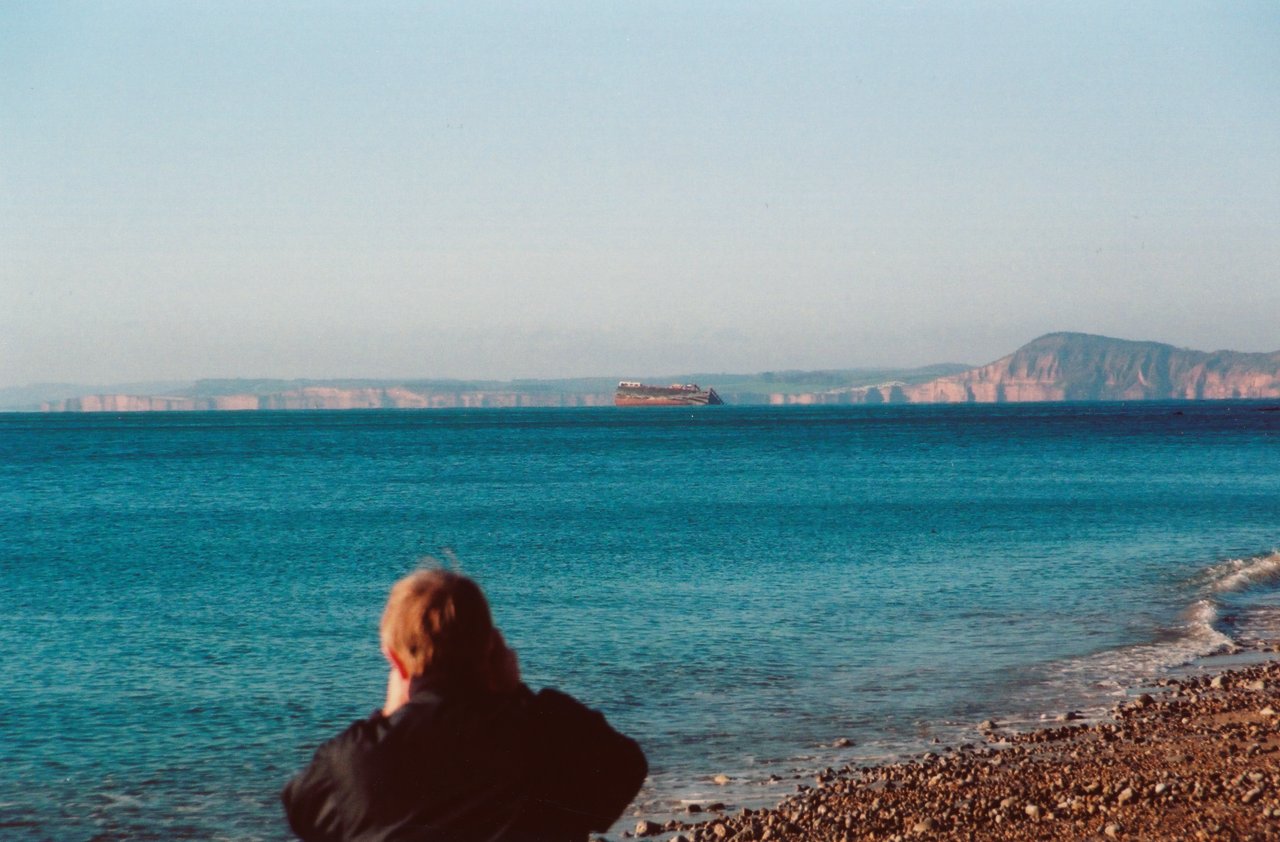 Branscombe beach with sunken freighter